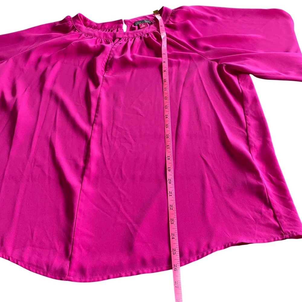 Vince Camuto‎ Womens 1X Pink Keyhole Pleated Long Sleeve Blouse Top Relaxed Fit - Picture 10 of 12
